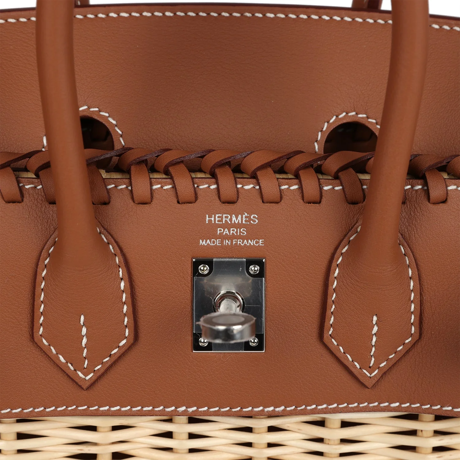 Replicate Hermes Picnic Birkin 25 Gold Swift and Stripe Wicker Palladium Hardware(1:1 replica)