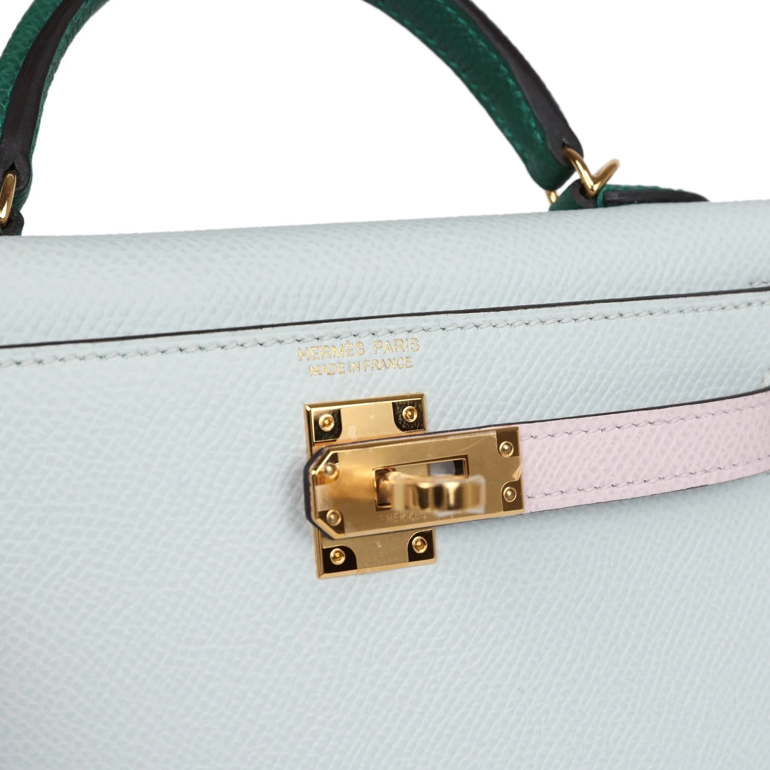 Replicate Hermes Kelly Sellier 20 Tri-color Gris Platine, Mauve Pale and Vert Moyen Epsom Gold Hardware(1:1 replica)