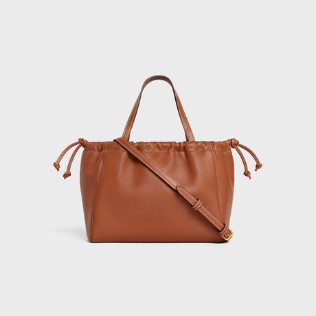 Replicate SMALL CABAS DRAWSTRING CUIR TRIOMPHE IN SMOOTH CALFSKIN TAN(1:1 replica)