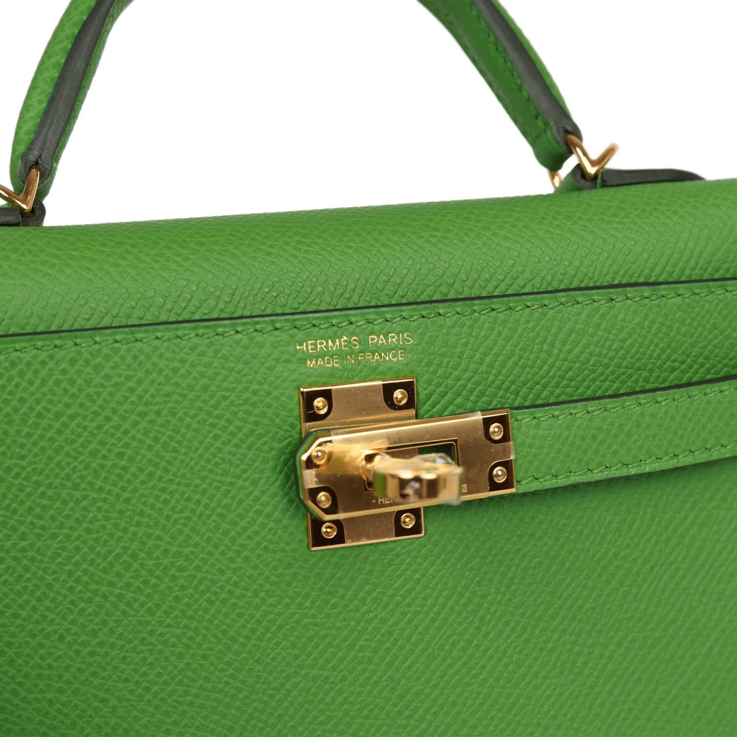 Replicate Hermes Kelly Sellier 20 Vert Yucca Epsom Gold Hardware(1:1 replica)