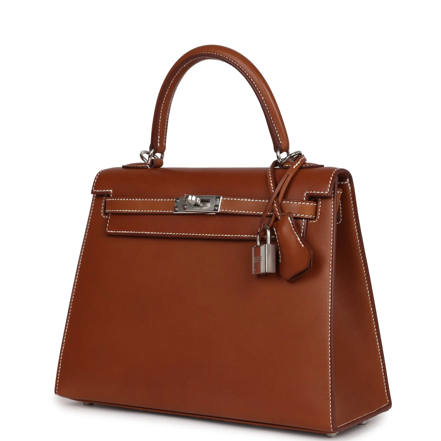 Replicate Hermes Kelly Sellier 25 Fauve Barenia Palladium Hardware(1:1 replica)