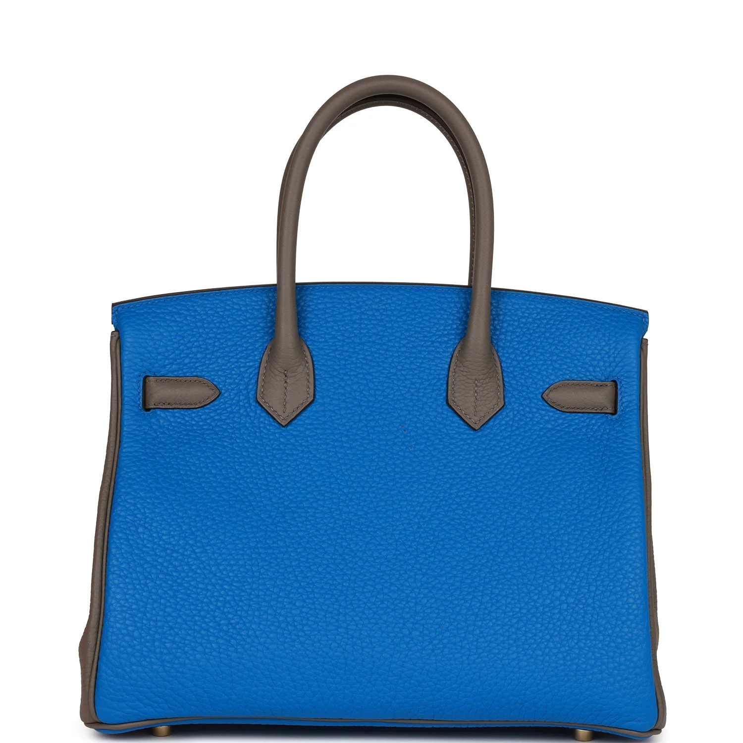 Replicate Hermes Special Order (HSS) Birkin 30 Bleu Electric and Etain Clemence Brushed Gold Hardware(1:1 replica)