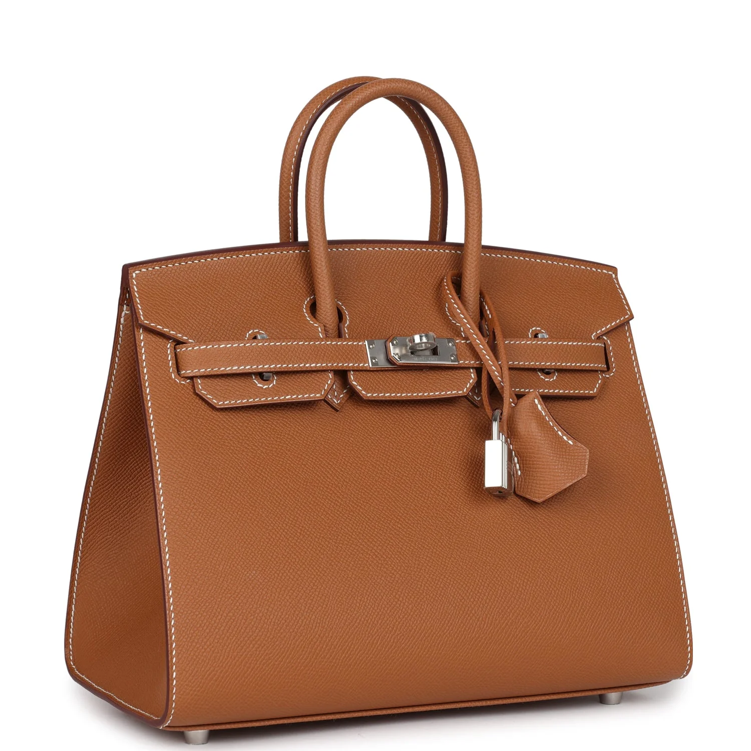 Replicate Hermes Birkin Sellier 25 Gold Epsom Palladium Hardware(1:1 replica)
