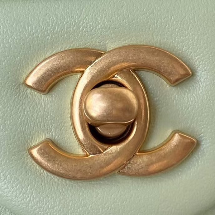 Replicate Chanel 23K AS1787 Mini Pearl Embossed Rectangular Flap Bag Lambskin Brushed Metal Hardware Light Green(1:1 replica)