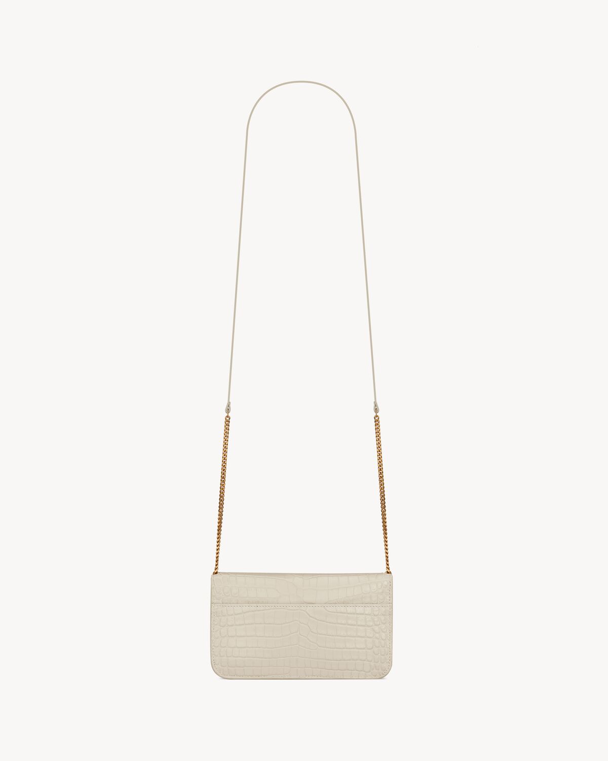 Replicate YSL Cassandre Phone Holder in Shiny Crocodile-Embossed Leather(1:1 replica)