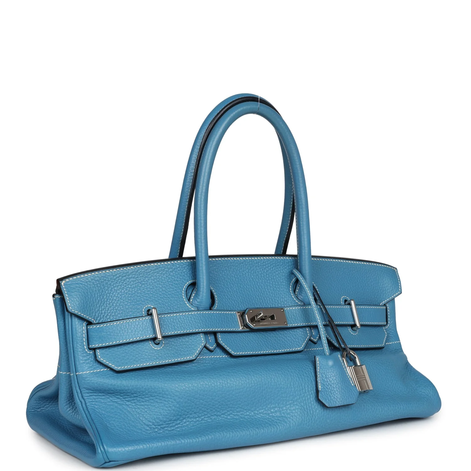 Replicate Hermes Shoulder Birkin 42 JPG Blue Jean Clemence Palladium Hardware(1:1 replica)