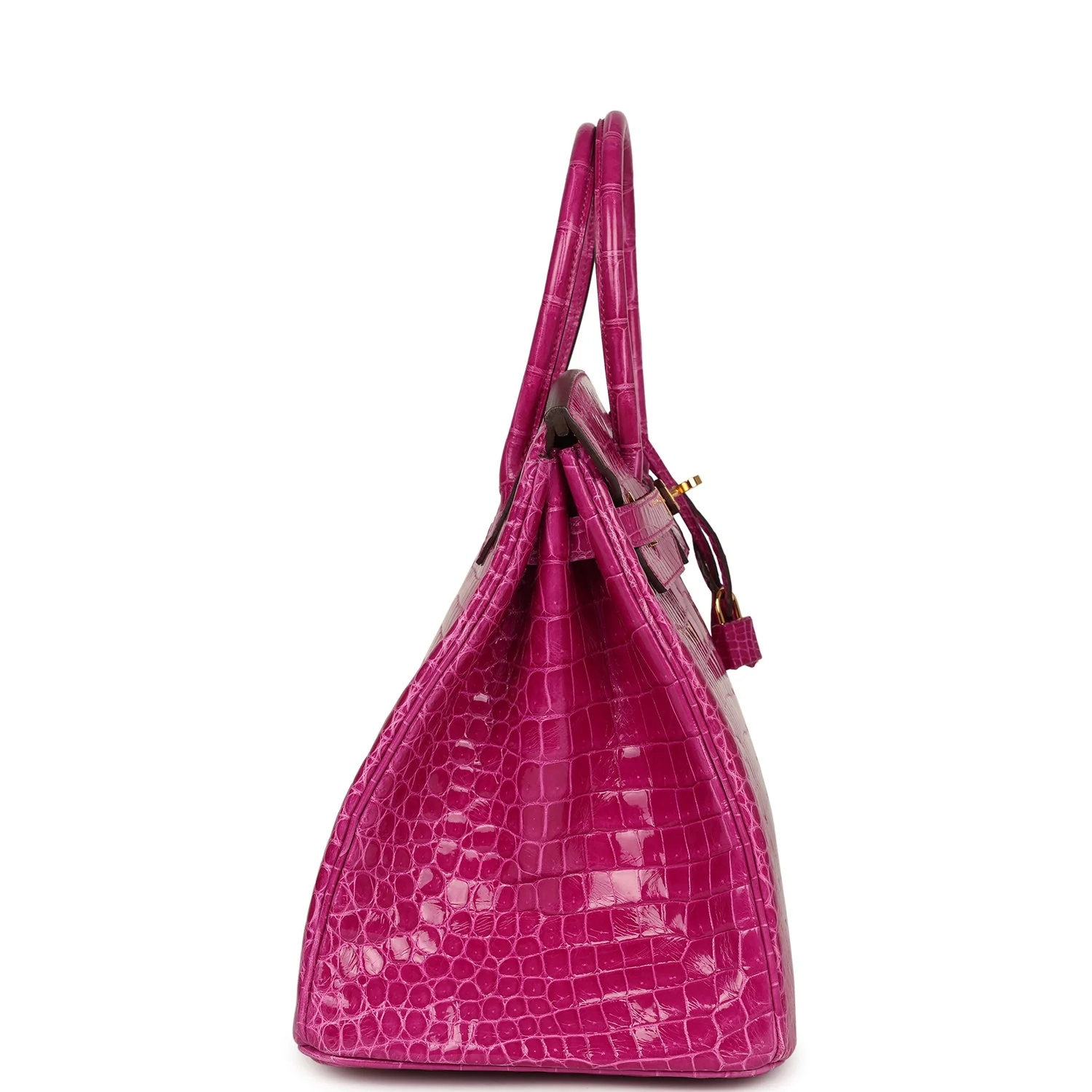 Replicate Hermes Birkin 35 Rose Scheherazade Shiny Porosus Crocodile Gold Hardware(1:1 replica)