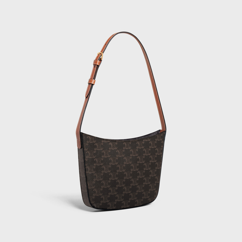 Replicate MEDIUM CELINE CROQUE BAG IN TRIOMPHE CANVAS AND CALFSKIN TAN(1:1 replica)