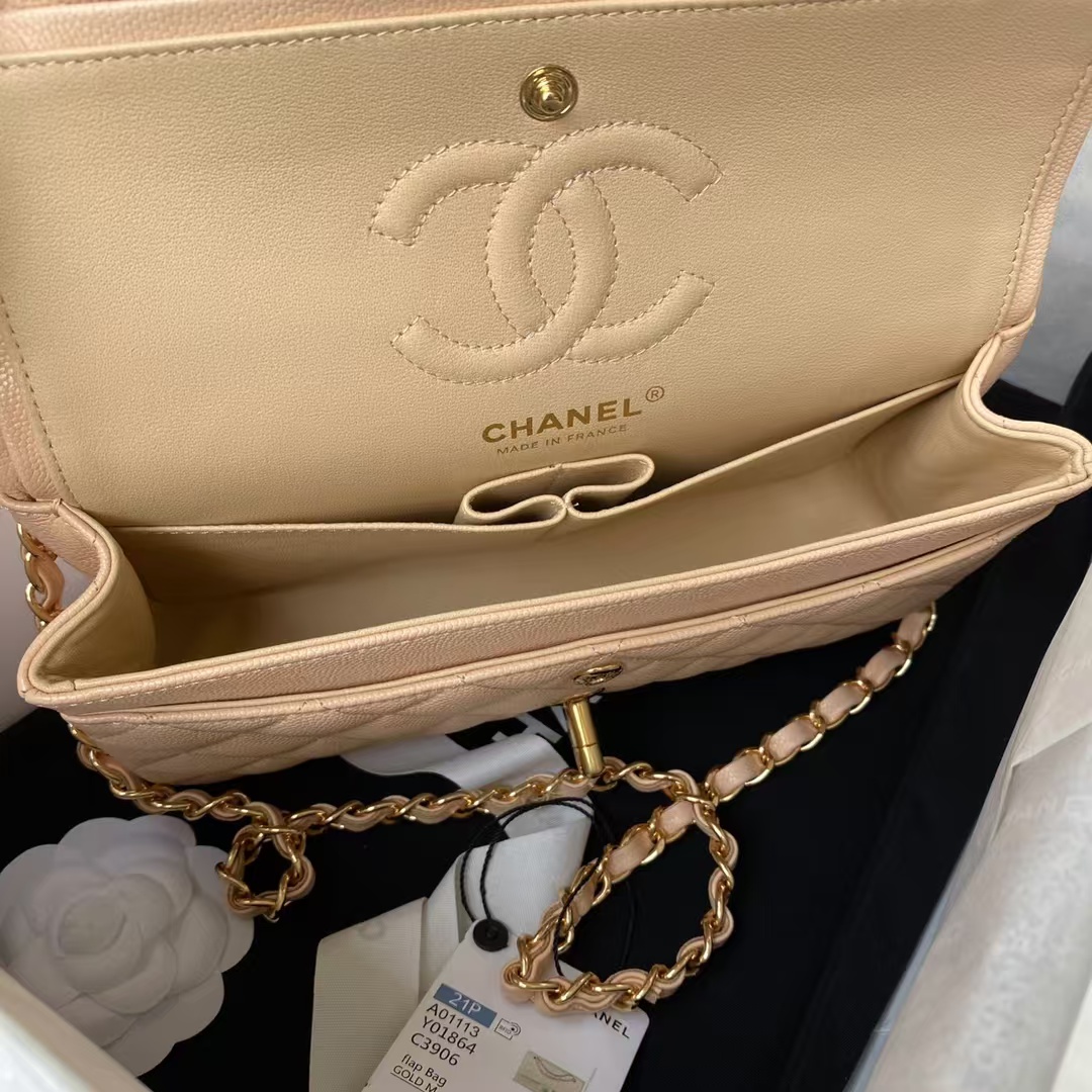 Replicate Chanel Small Classic Handbag Caviar Gold Hardware(1:1 replica)