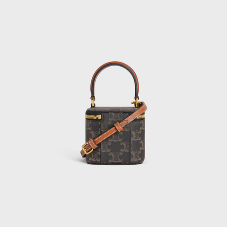 Replicate MINI VANITY CASE IN TRIOMPHE CANVAS AND CALFSKIN TAN(1:1 replica)