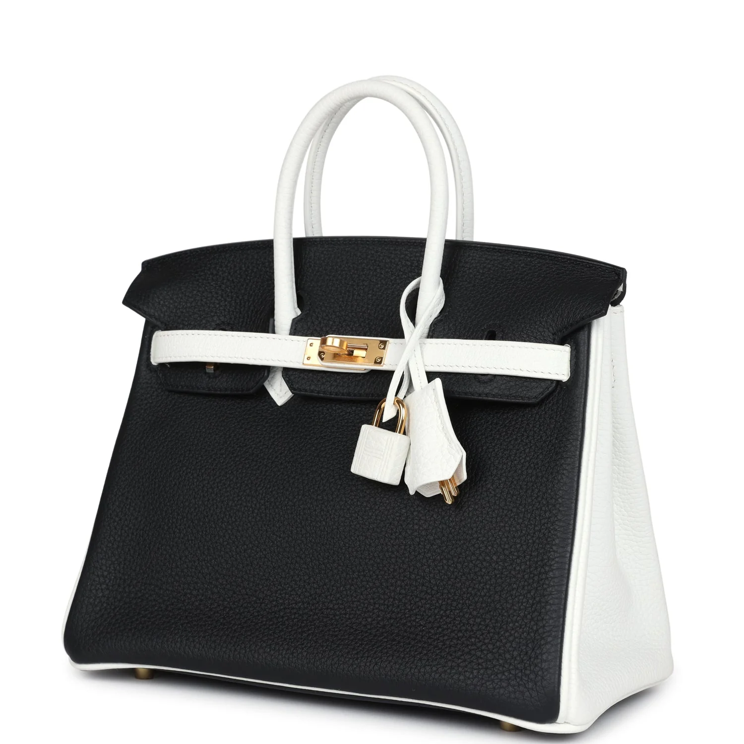 Replicate Hermes Special Order (HSS) Birkin 25 Black and White Clemence Gold Hardware(1:1 replica)