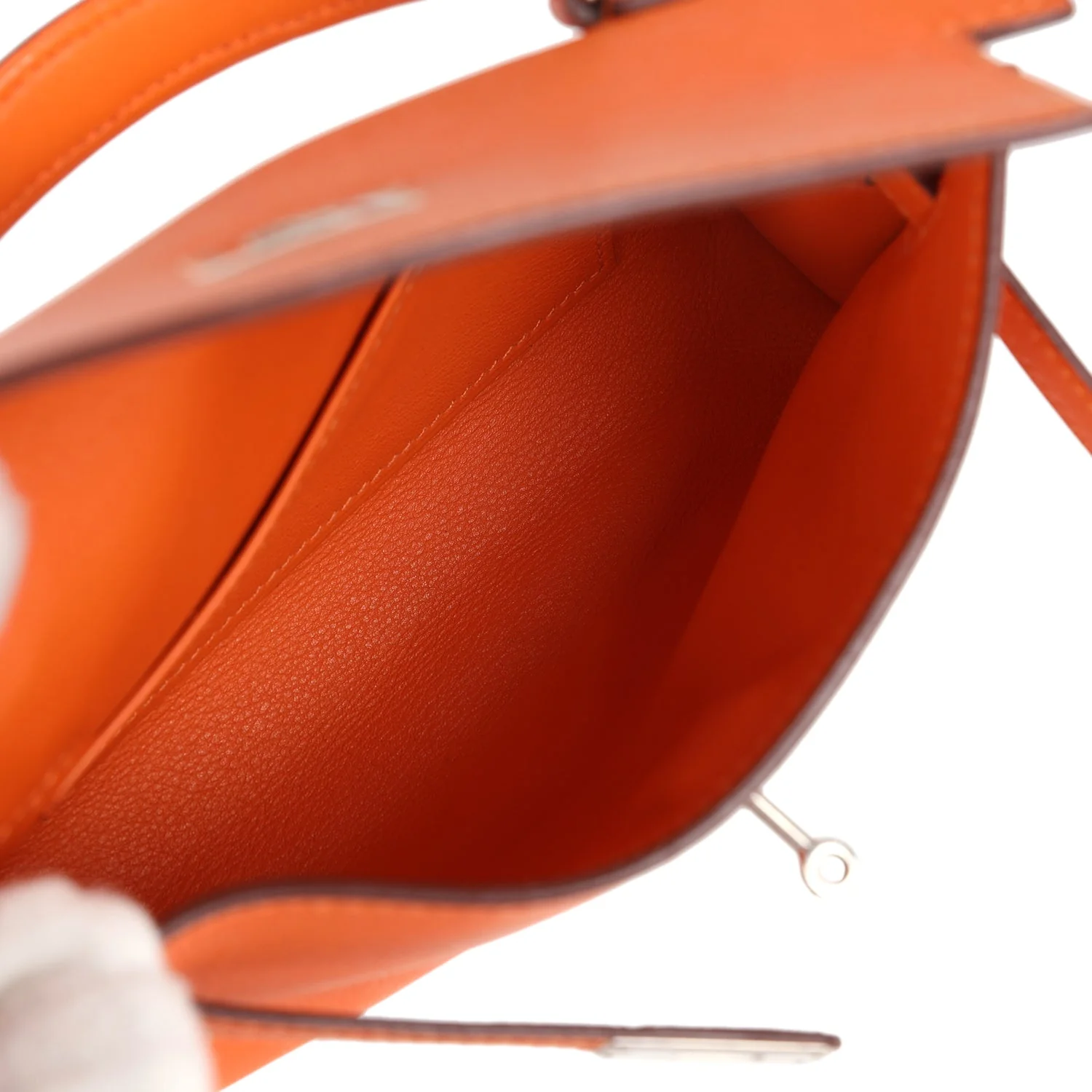 Replicate Hermes Micro Kelly 15 Orange Swift Palladium Hardware(1:1 replica)