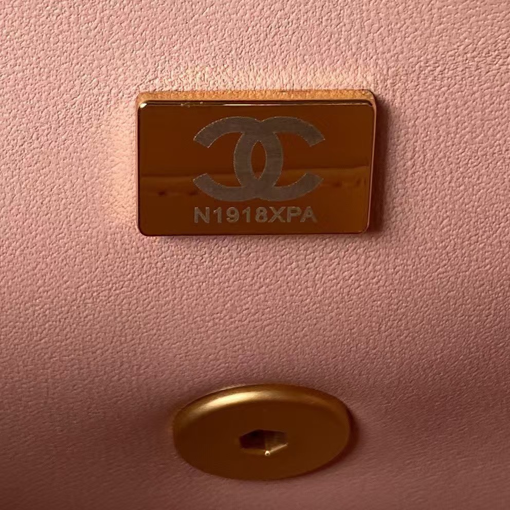 Replicate Chanel 23S AS4041 Mini Camellia Embossed Rectangular Flap Bag Antique Gold Metal Hardware Light Pink(1:1 replica)