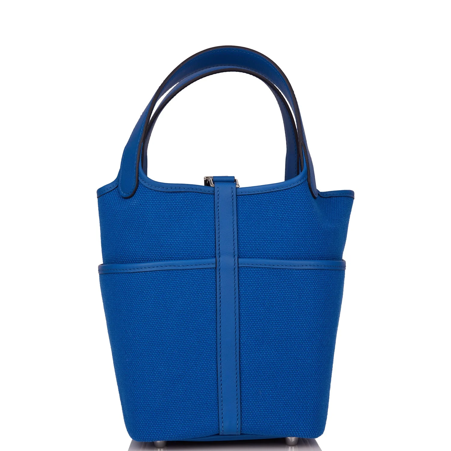 Replicate Hermes Picotin Cargo 18 Bleu France Swift and Toile Canvas Palladium Hardware(1:1 replica)