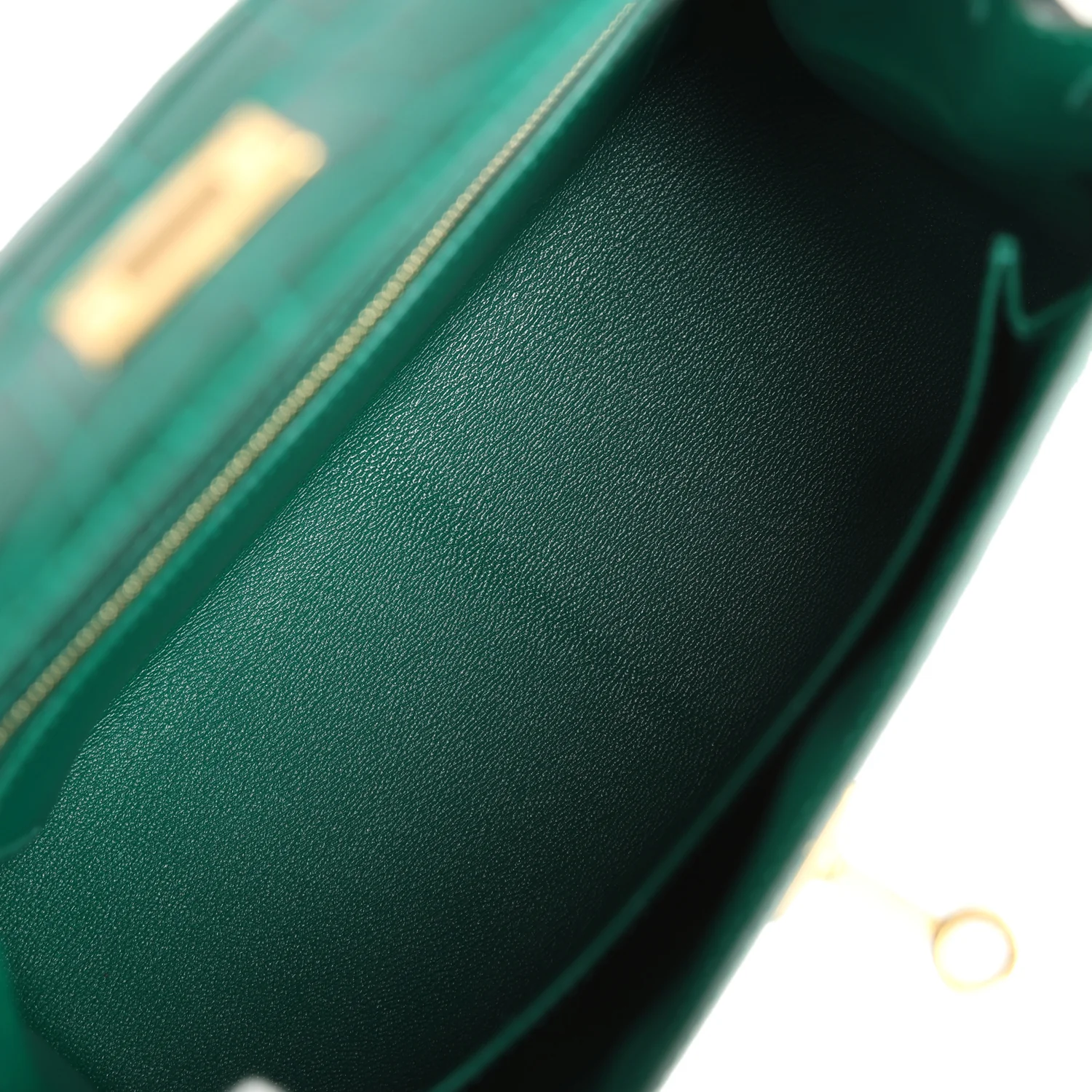 Replicate Hermes Kelly Sellier 25 Emerald Shiny Alligator Gold Hardware(1:1 replica)