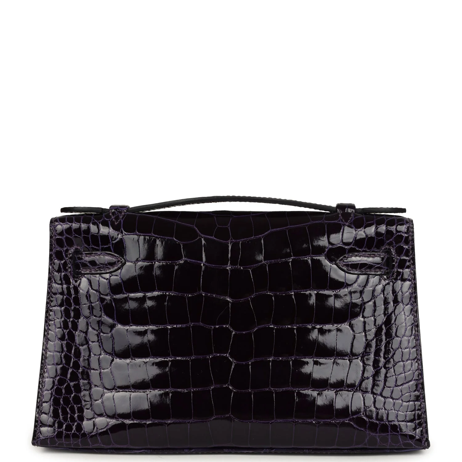 Replicate Hermes Kelly Pochette Amethyst Shiny Alligator Gold Hardware(1:1 replica)