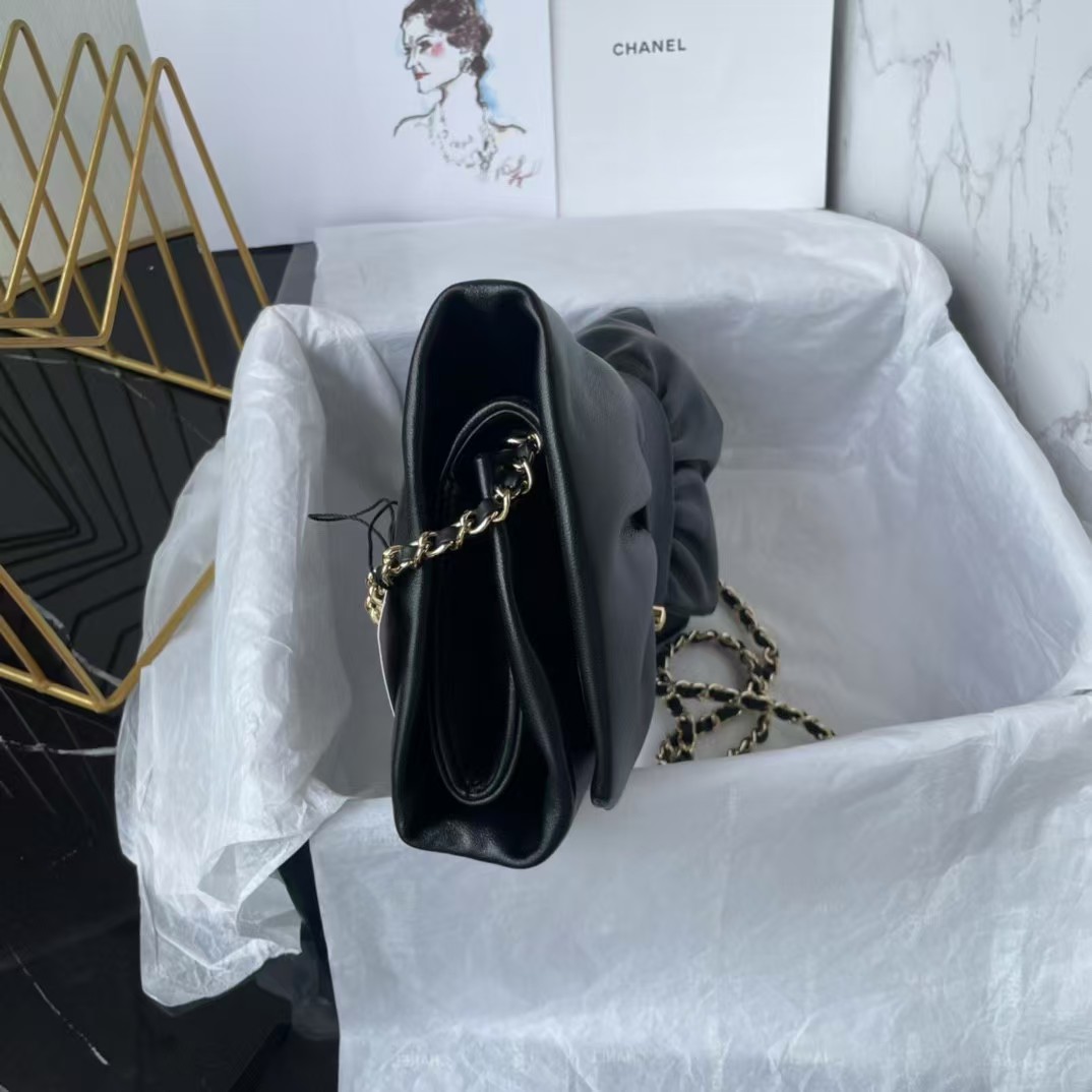 Replicate Chanel 24B AS5129 Metallic Lambskin Butterfly Evening Bag Black(1:1 replica)