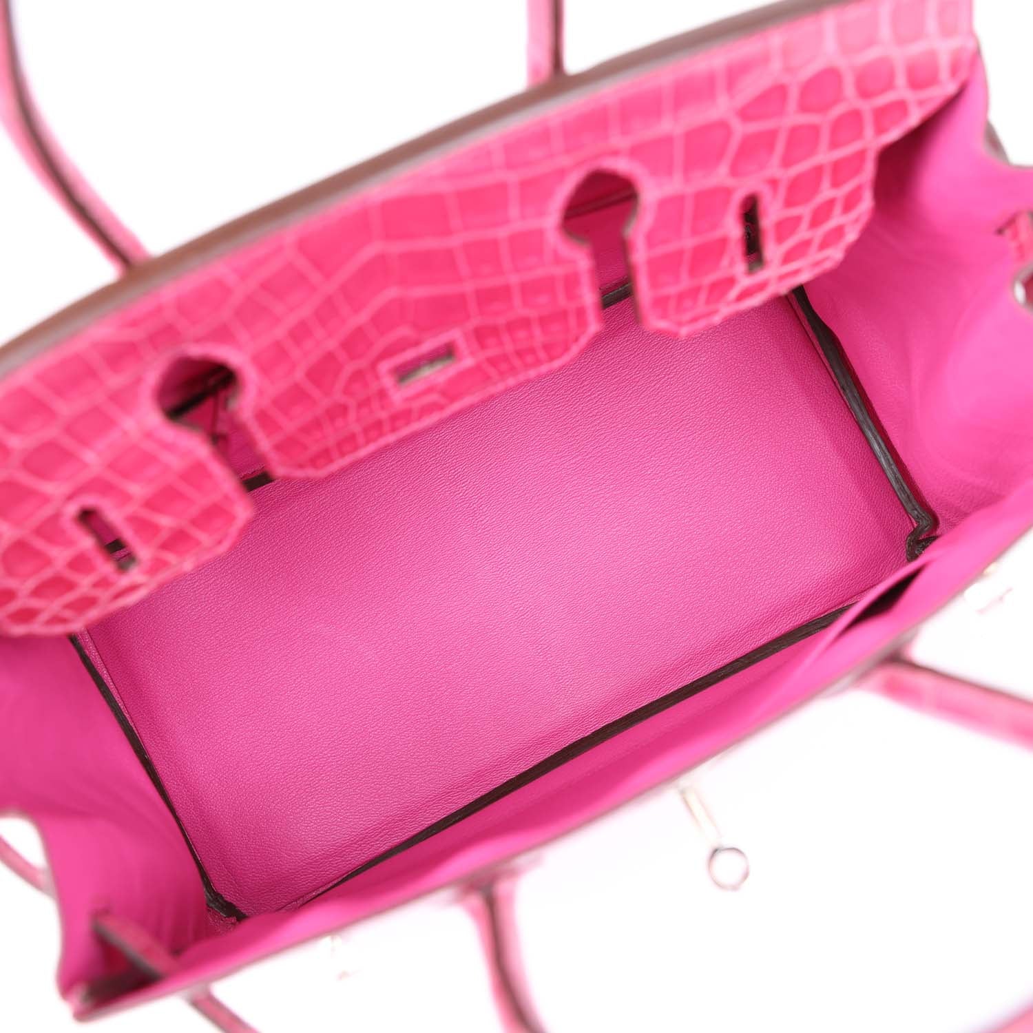 Replicate Hermes Birkin 30 Fuschia Shiny Niloticus Crocodile Palladium Hardware(1:1 replica)