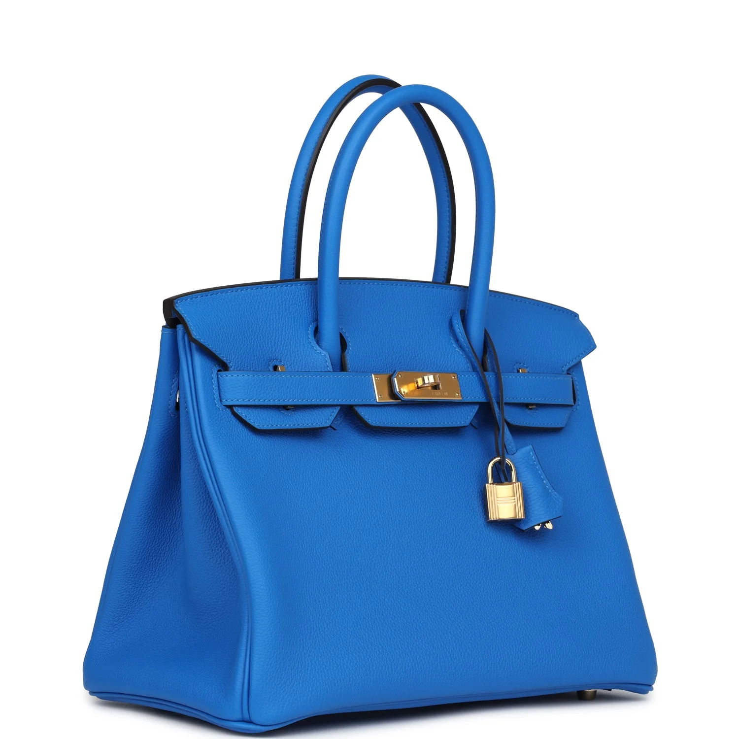Replicate Hermes Birkin 30 Bleu Hydra Togo Gold Hardware(1:1 replica)