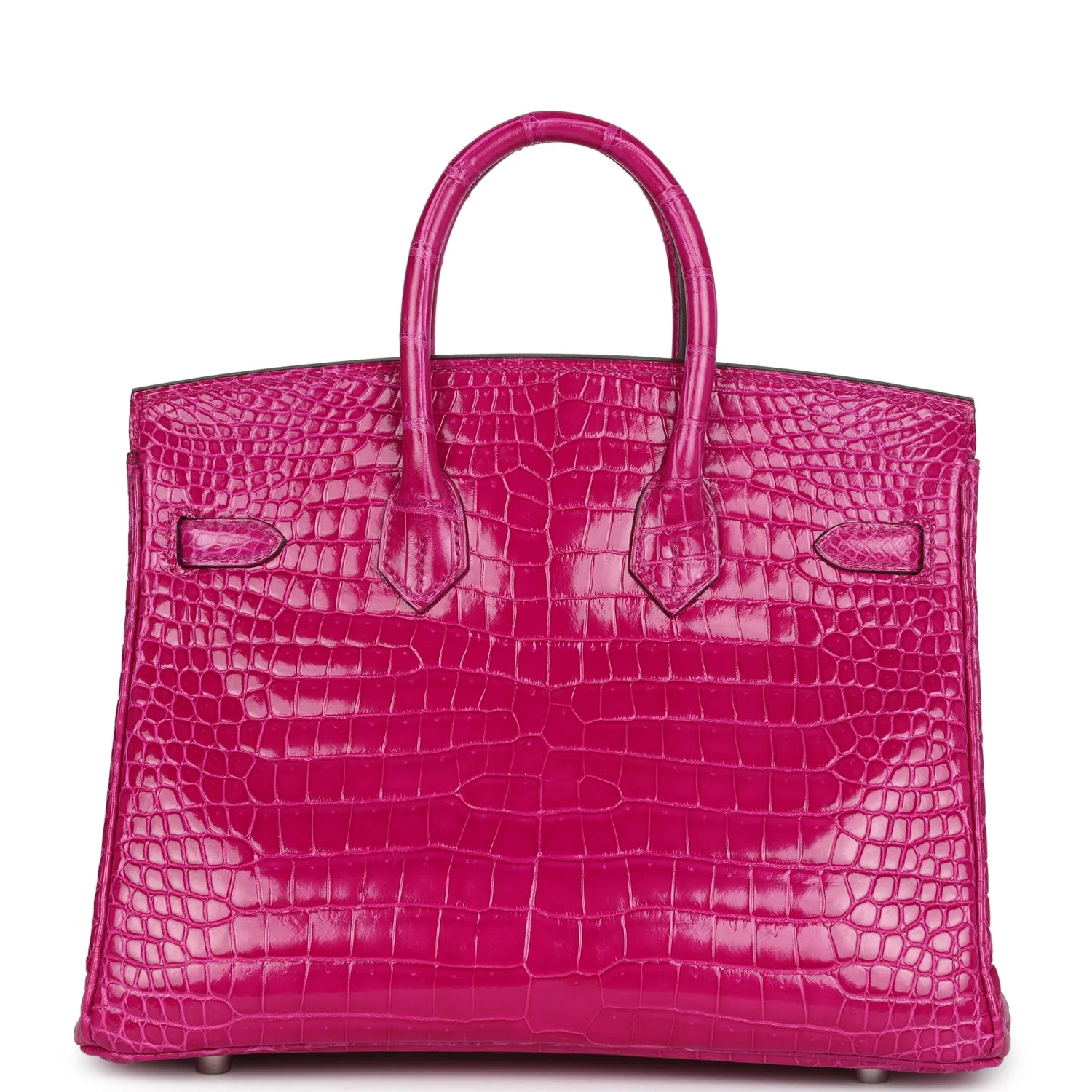Replicate Hermes Birkin 25 Rose Sheherazade Shiny Porosus Crocodile Palladium Hardware(1:1 replica)