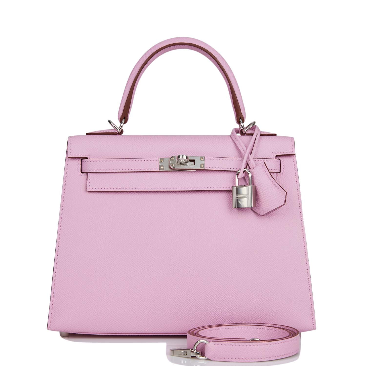 Replicate Hermes Kelly Sellier 25 Mauve Sylvestre Epsom Palladium Hardware(1:1 replica)