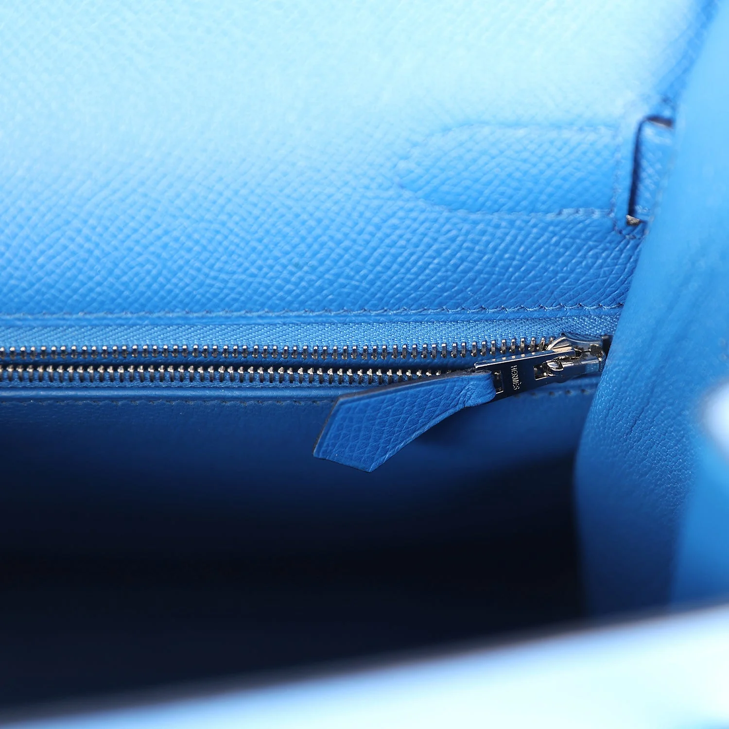 Replicate Hermes Kelly Sellier 32 Bleu France Epsom Palladium Hardware(1:1 replica)