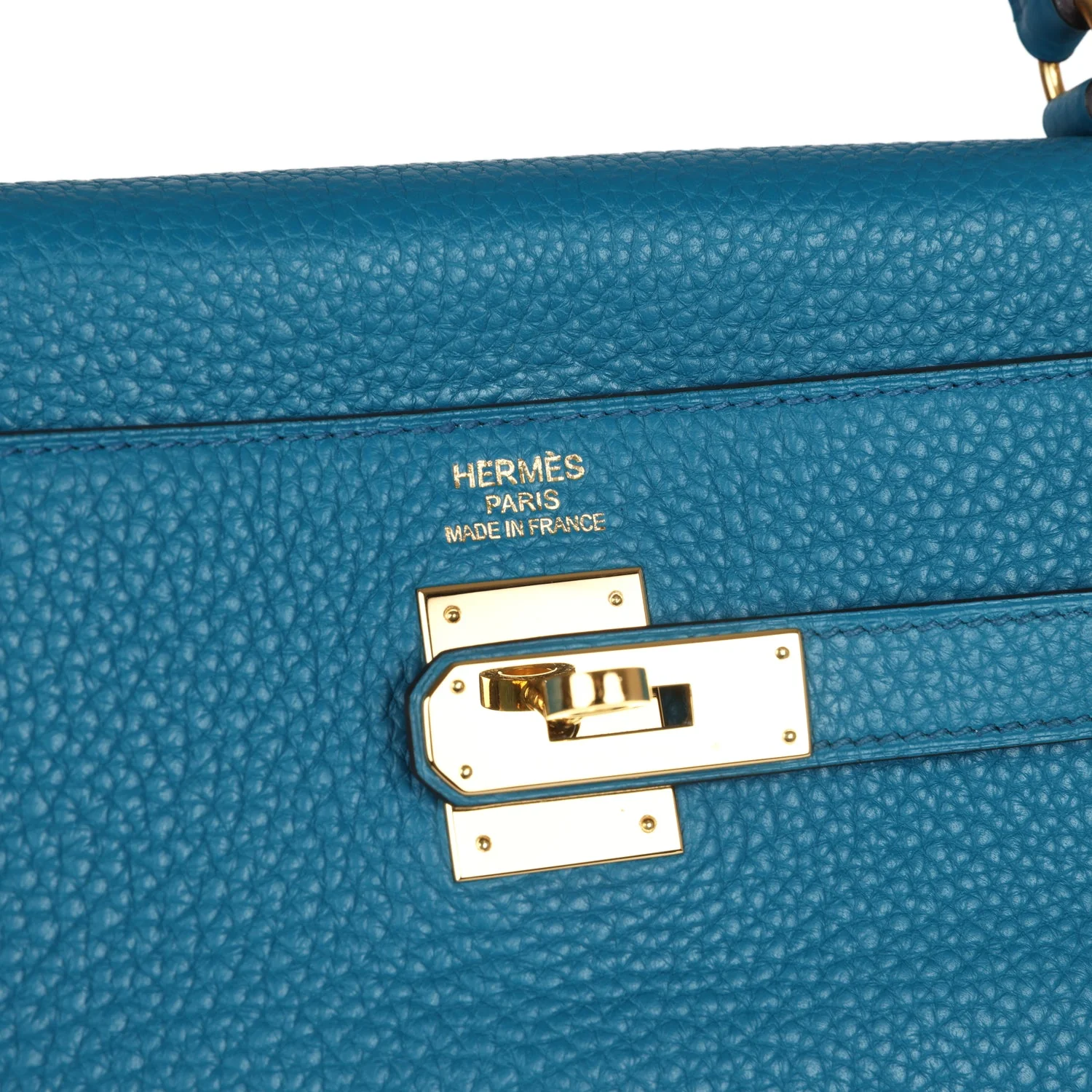 Replicate Hermes Kelly Retourne 35 Cobalt Clemence Gold Hardware(1:1 replica)