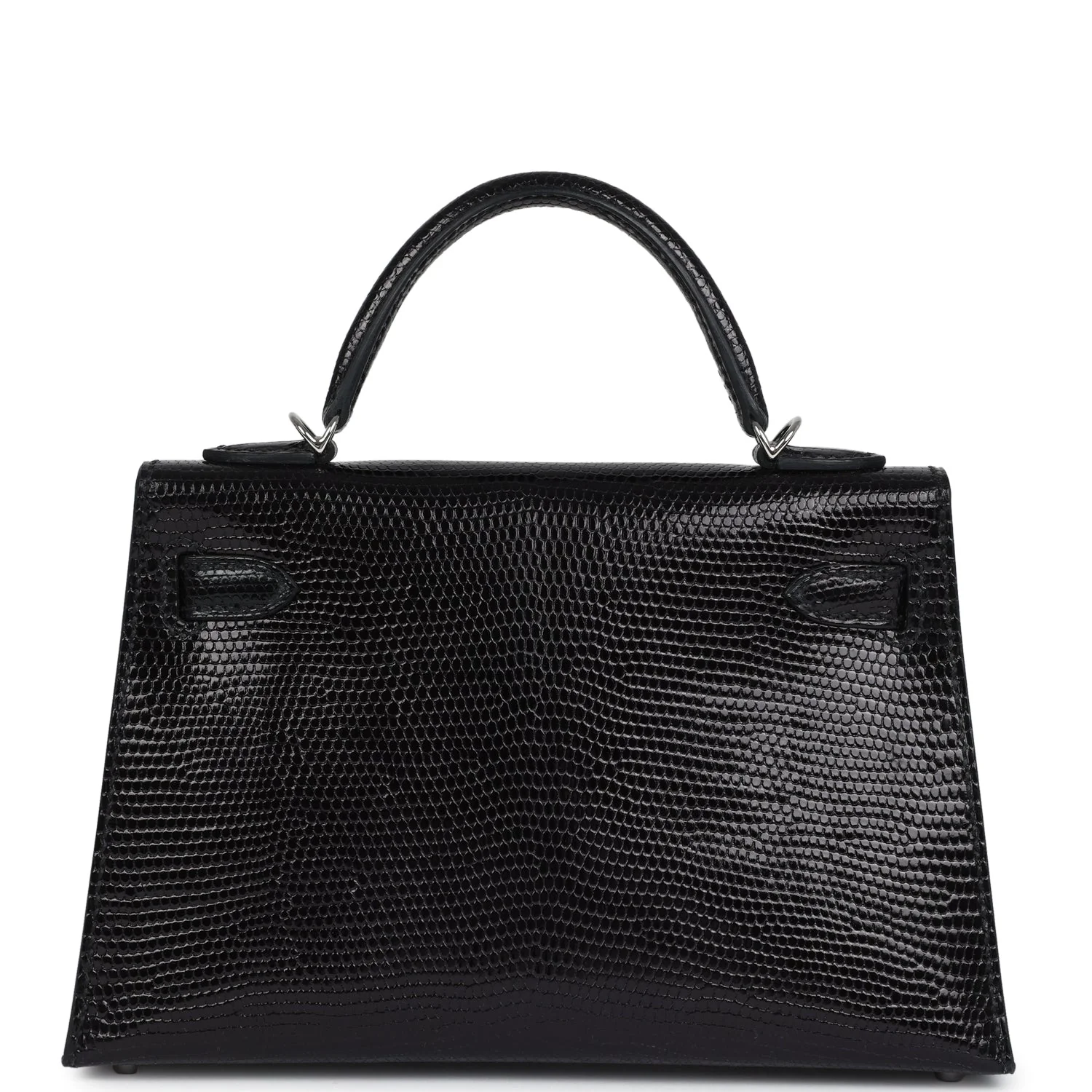 Replicate Hermes Kelly Sellier 20 Black Varanus Niloticus Lizard Palladium Hardware(1:1 replica)
