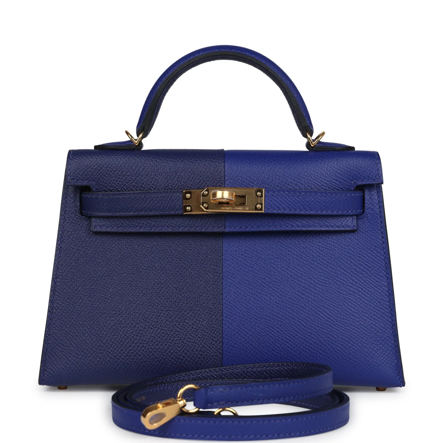 Replicate Hermes Casaque Kelly Sellier 20 Bleu Electric and Bleu Encre Epsom Gold Hardware(1:1 replica)
