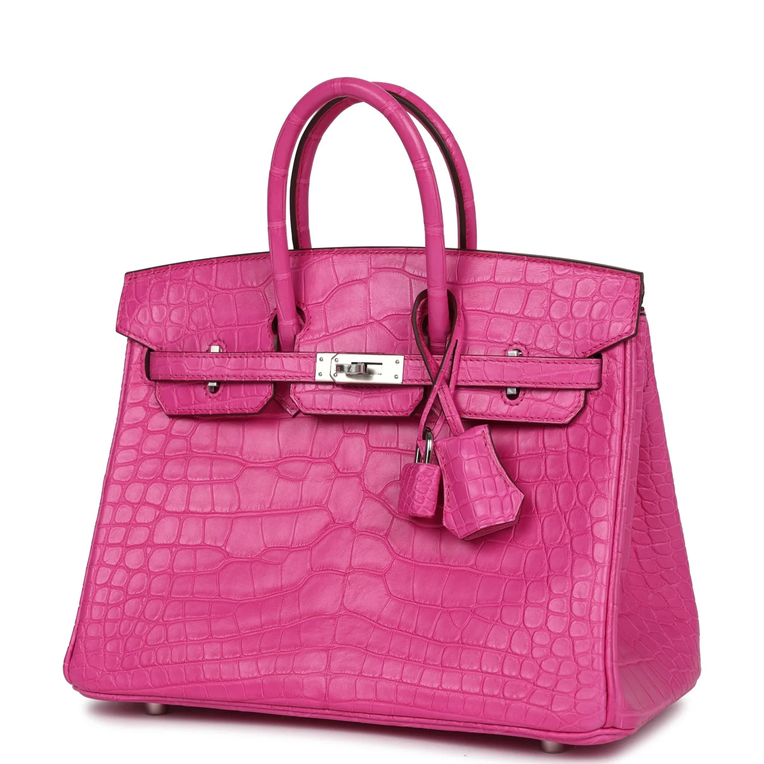 Replicate Hermes Birkin 25 Rose Shocking Matte Alligator Palladium Hardware(1:1 replica)