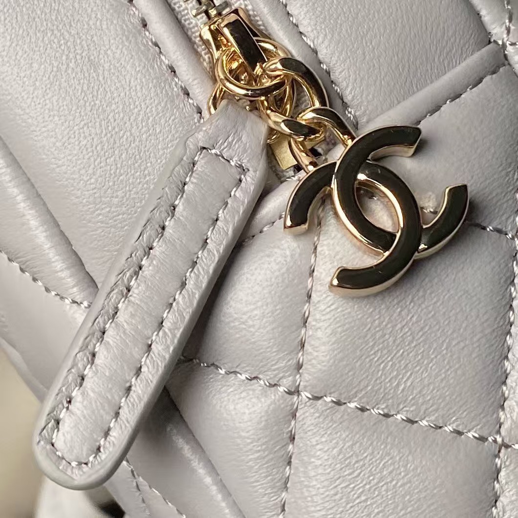 Replicate Chanel 24C AP3573 Mini Backpack Lambskin Gold Metal Grey(1:1 replica)