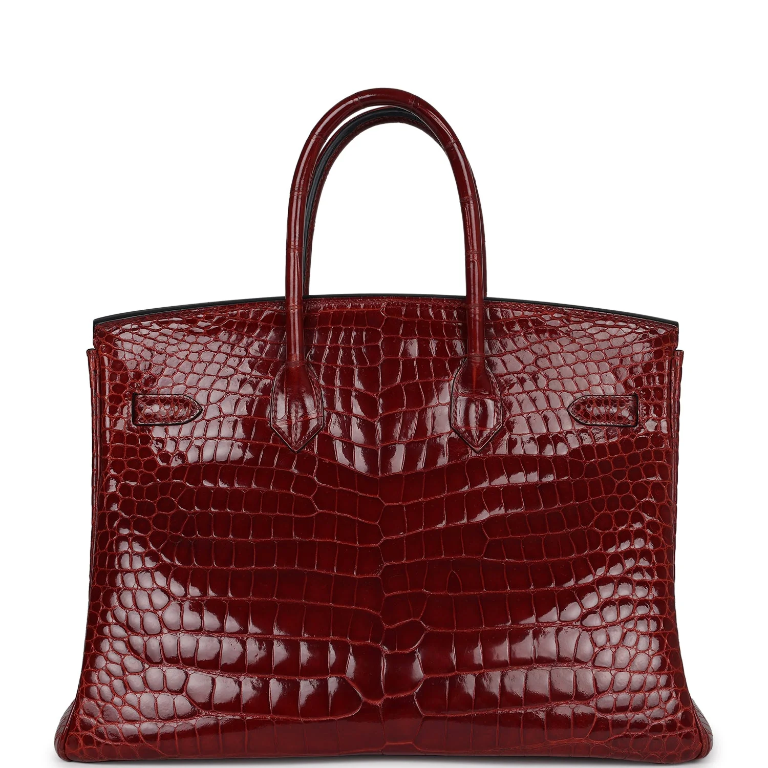 Replicate Hermes Birkin 35 Rouge H Shiny Crocodile Porosus Gold Hardware(1:1 replica)