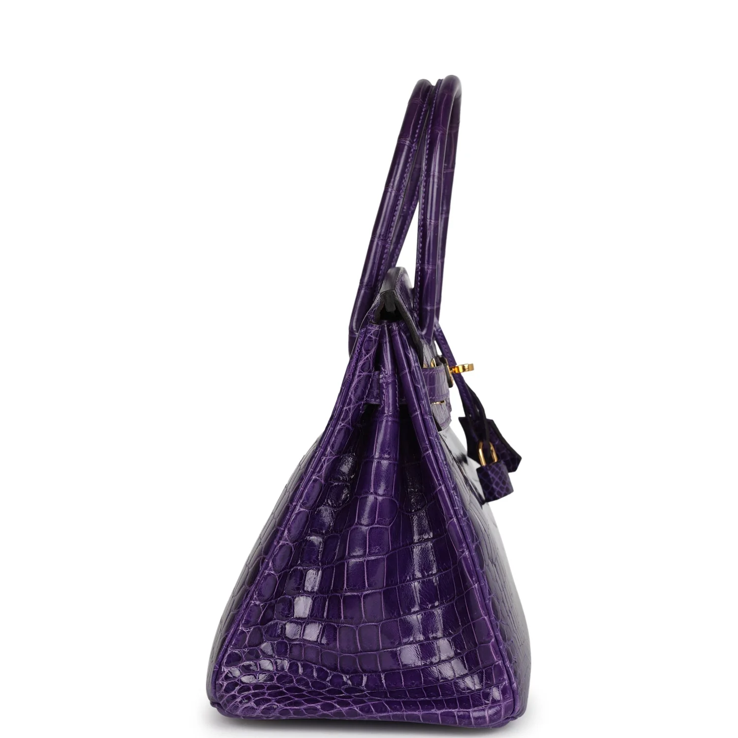 Replicate Hermes Birkin 30 Ultraviolet Shiny Niloticus Crocodile Gold Hardware(1:1 replica)