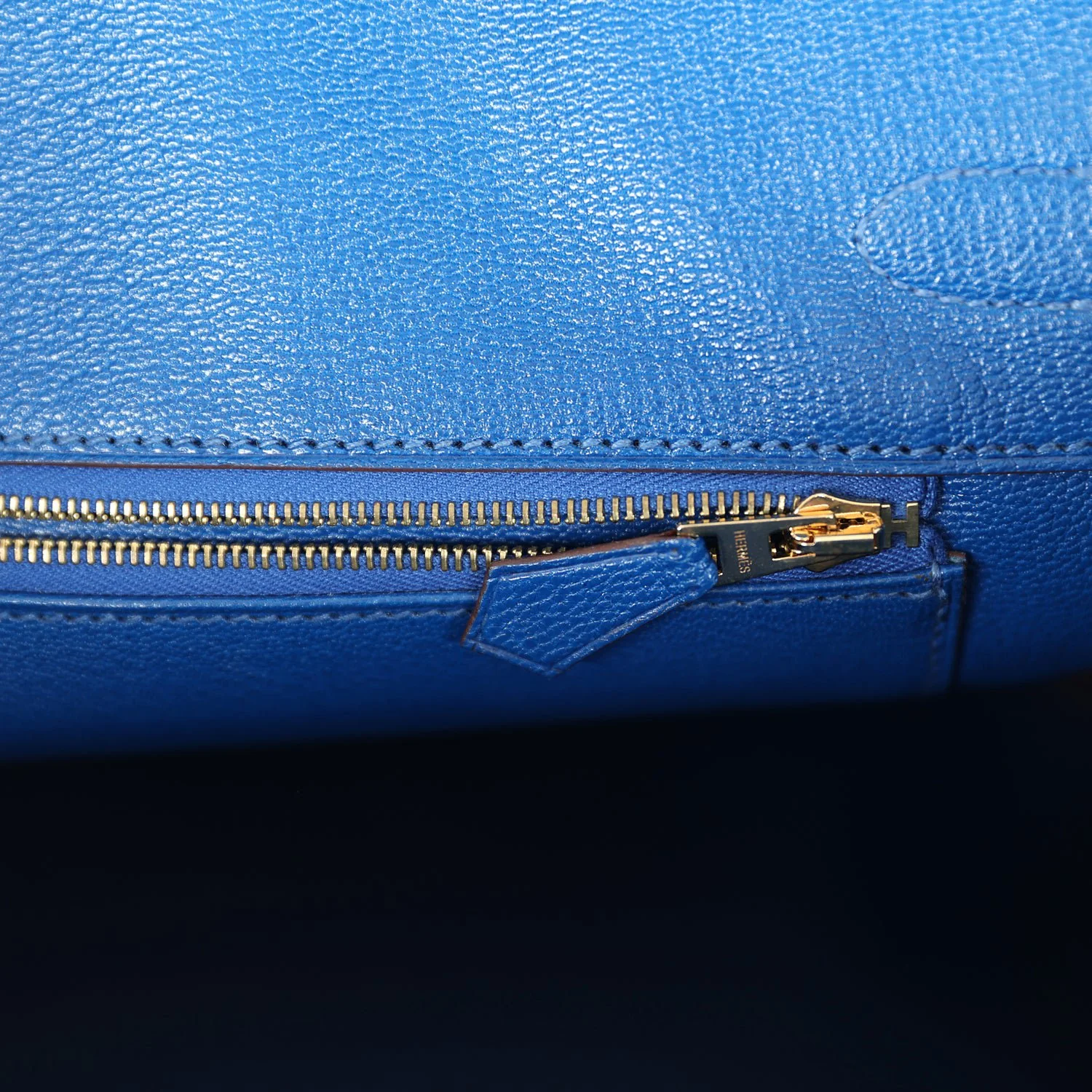 Replicate Hermes Birkin 35 Bleu Mykonos Shiny Porosus Crocodile Gold Hardware(1:1 replica)