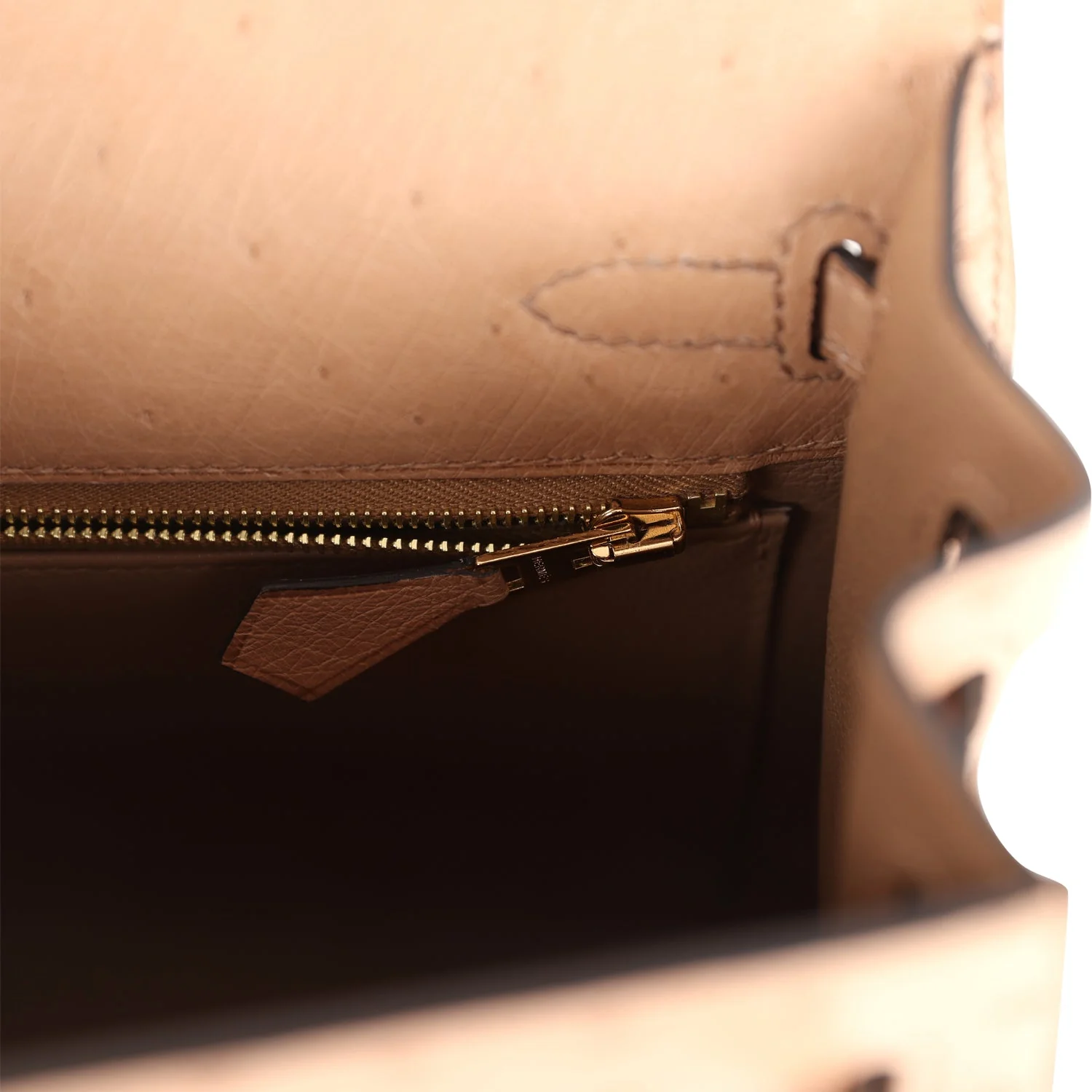 Replicate Hermes Kelly Sellier 25 Chai Ostrich Gold Hardware(1:1 replica)
