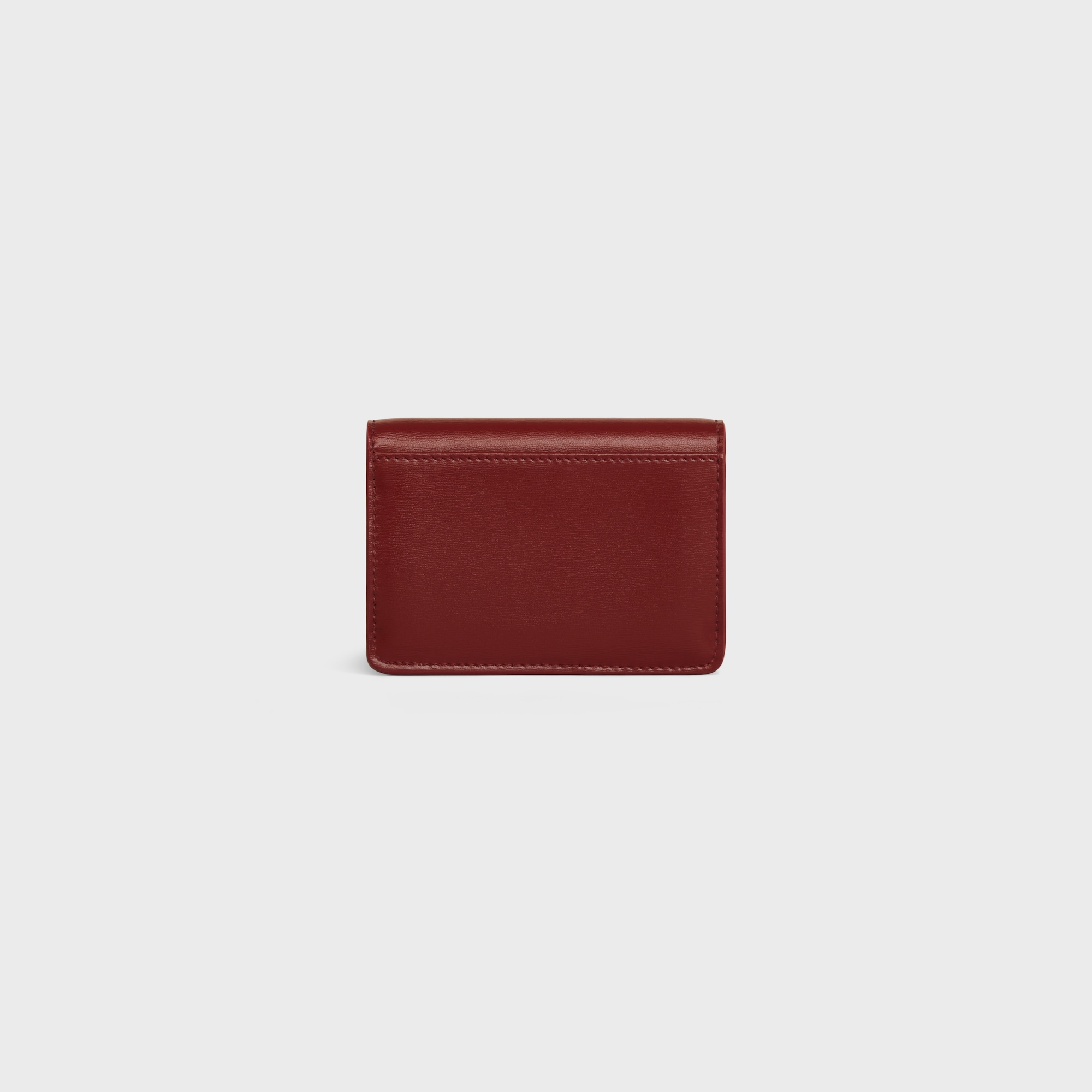 Replicate CARD HOLDER WITH FLAP TRIOMPHE IN SHINY CALFSKIN DARK RUBY(1:1 replica)