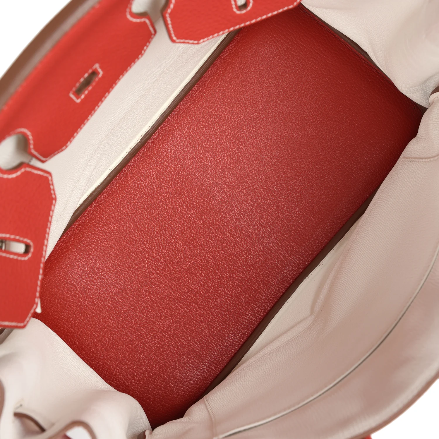 Replicate Hermes Birkin 35 Eclat Sanguine and White Clemence Palladium Hardware(1:1 replica)