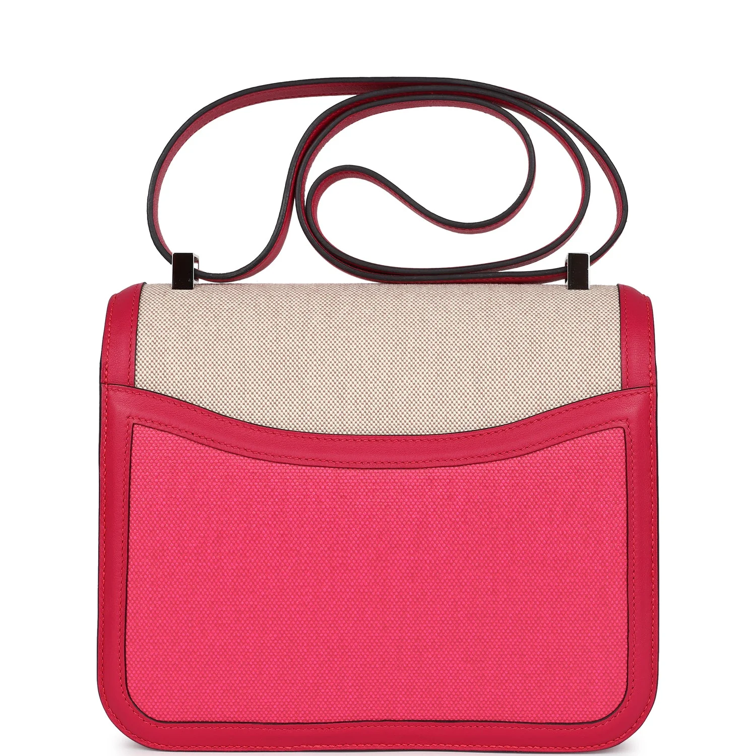 Replicate Hermes Constance 24 Rose Shocking and Ecru Toile H Berline and Framboise Swift Palladium Hardware(1:1 replica)