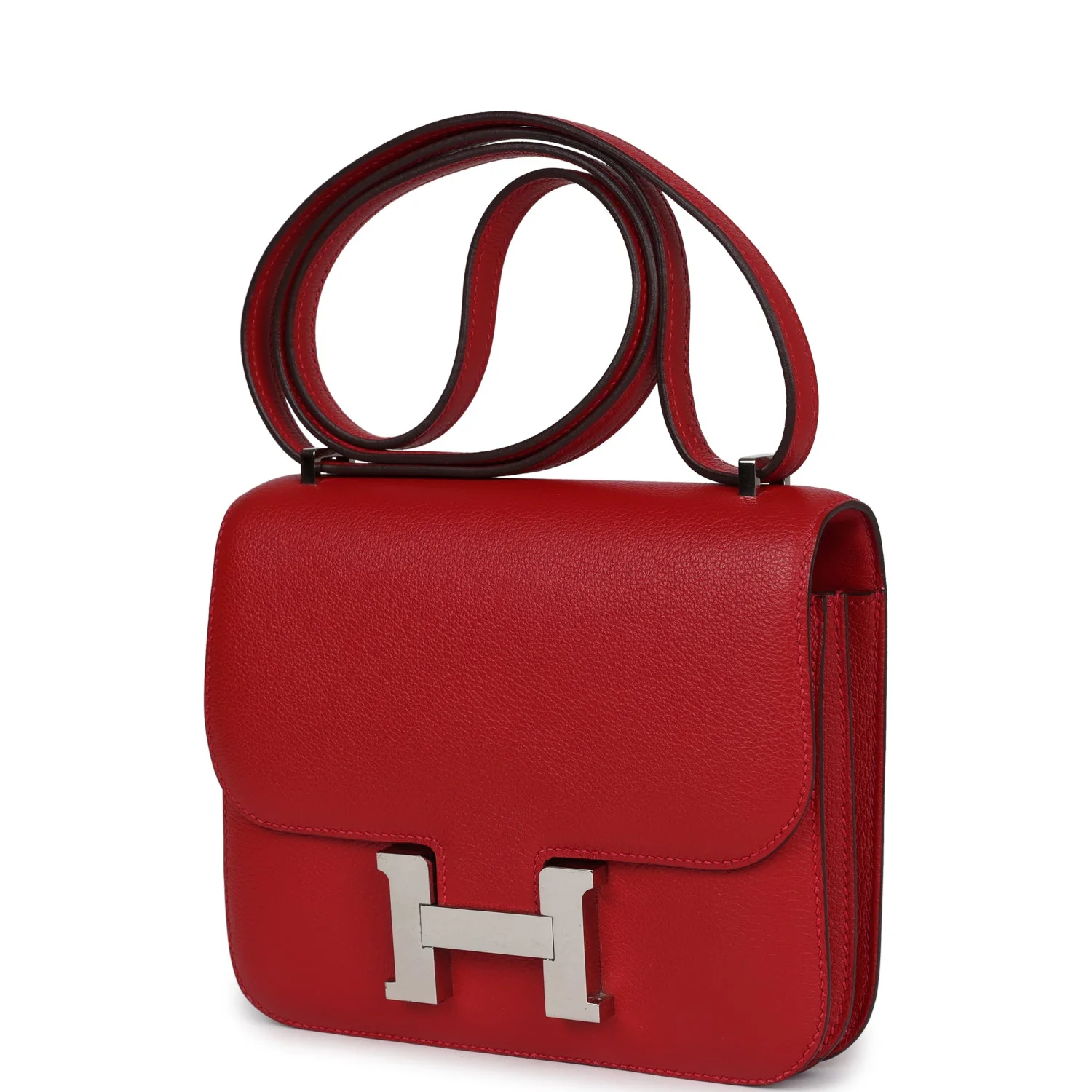 Replicate Hermes Constance 18 Rouge Casaque Evercolor Palladium Hardware(1:1 replica)