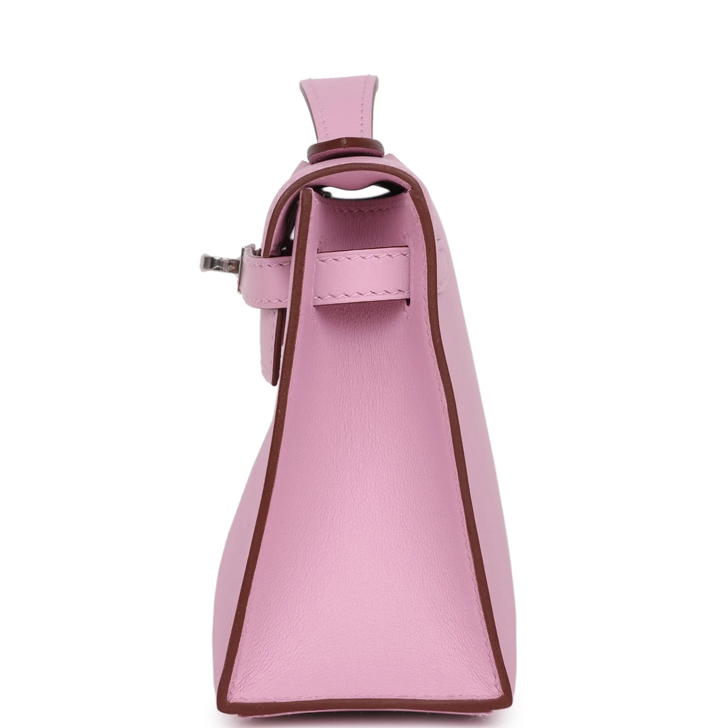 Replicate Hermes Kelly Pochette Mauve Sylvestre Swift Palladium Hardware(1:1 replica)