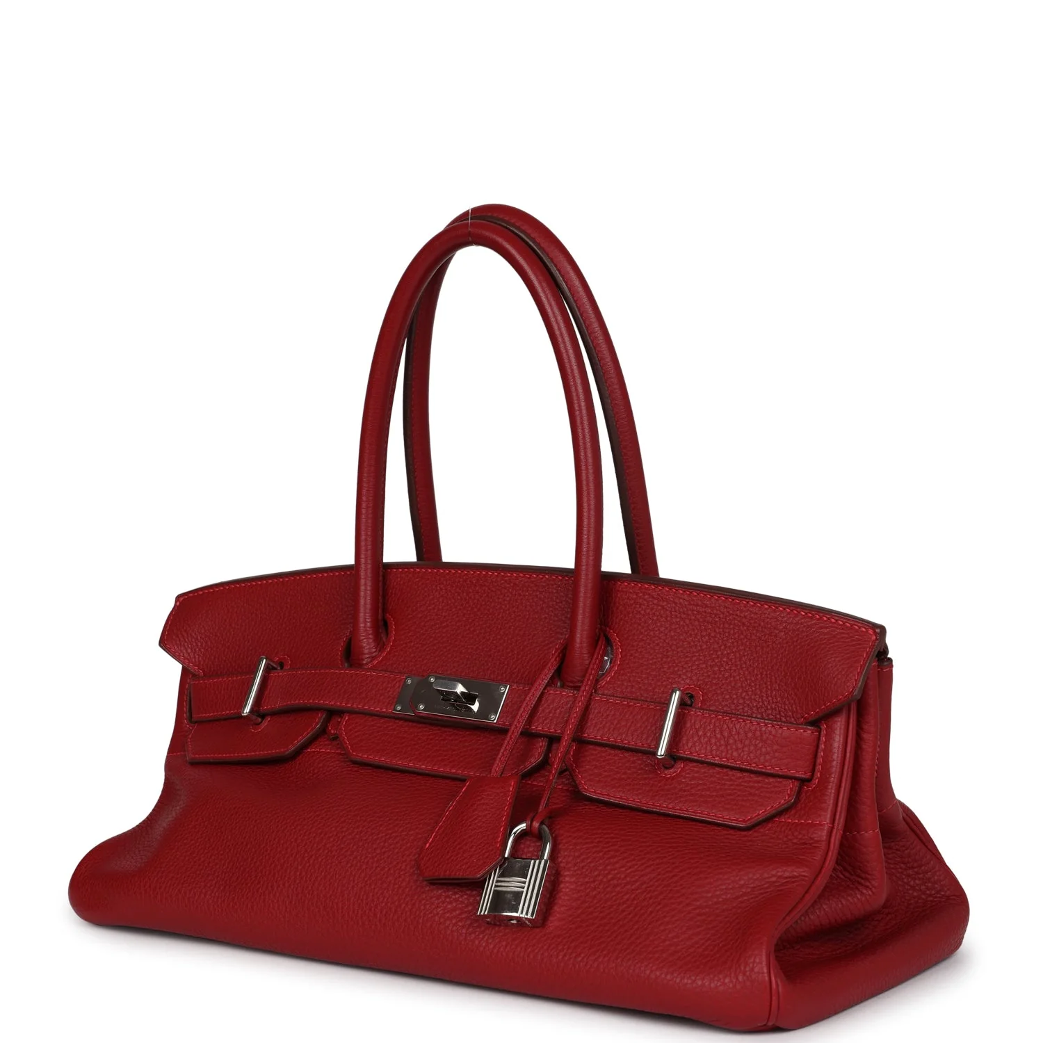 Replicate Hermes Shoulder Birkin 42 JPG Rouge Vif Clemence Palladium Hardware(1:1 replica)