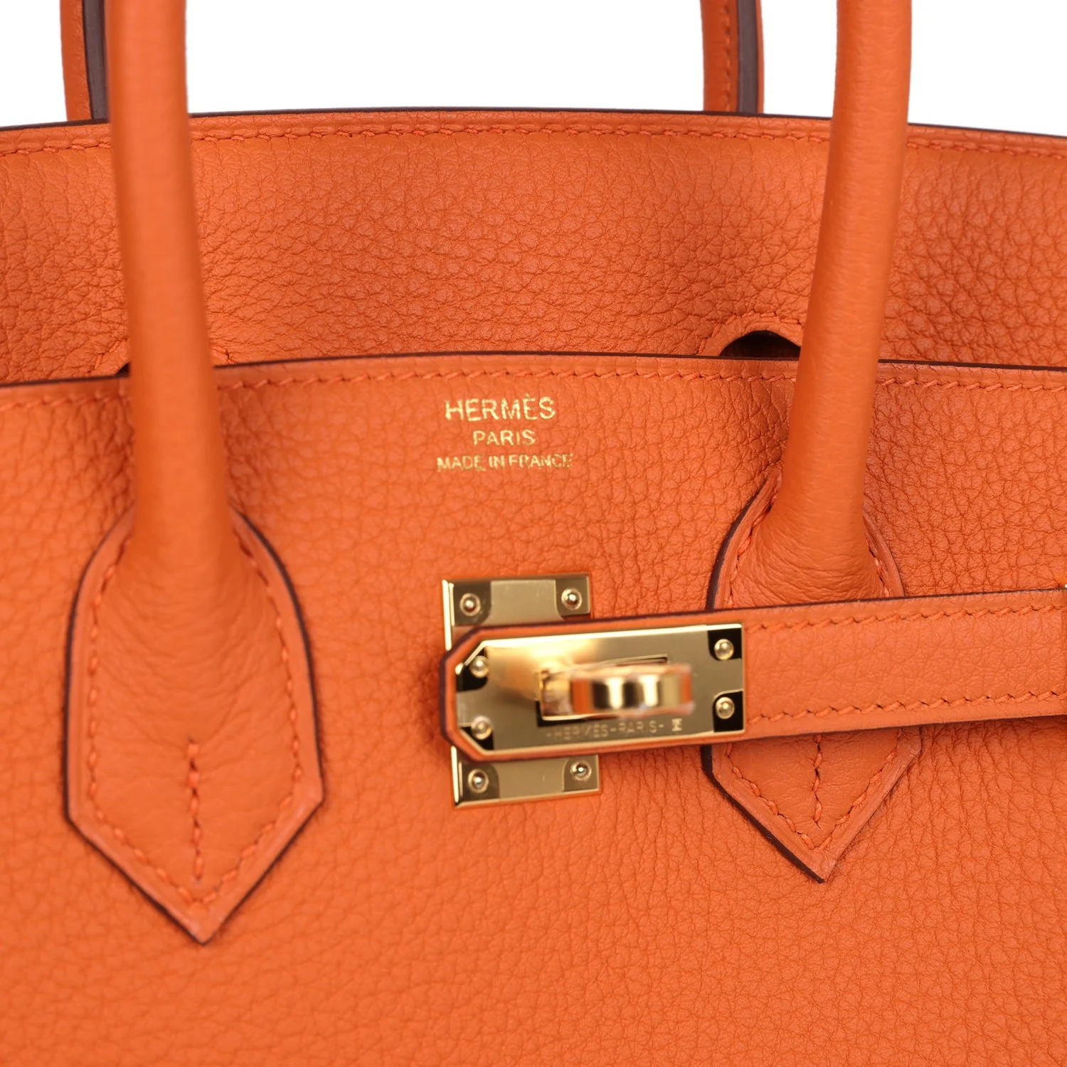 Replicate Hermes Birkin 25 Orange Togo Gold Hardware(1:1 replica)