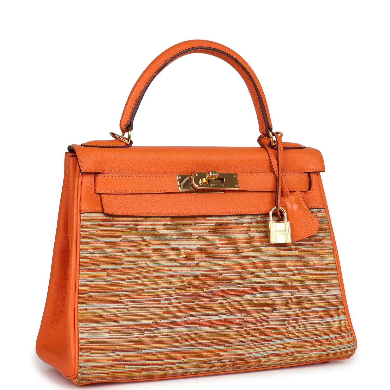 Replicate Hermes Kelly Retourne 28 Vibrato Orange Evercalf Gold Hardware(1:1 replica)