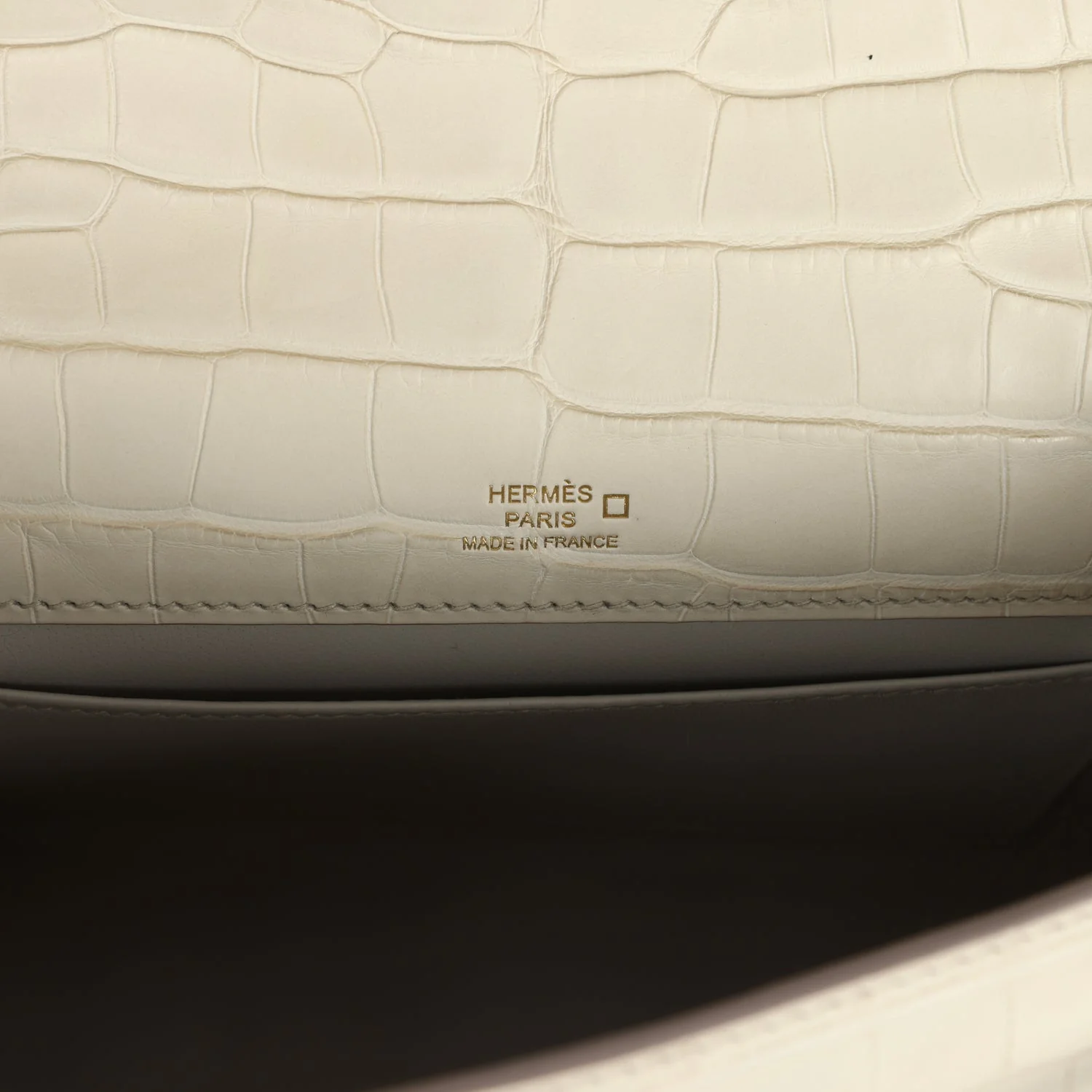 Replicate Hermes Kelly Pochette Beton Matte Alligator Gold Hardware(1:1 replica)