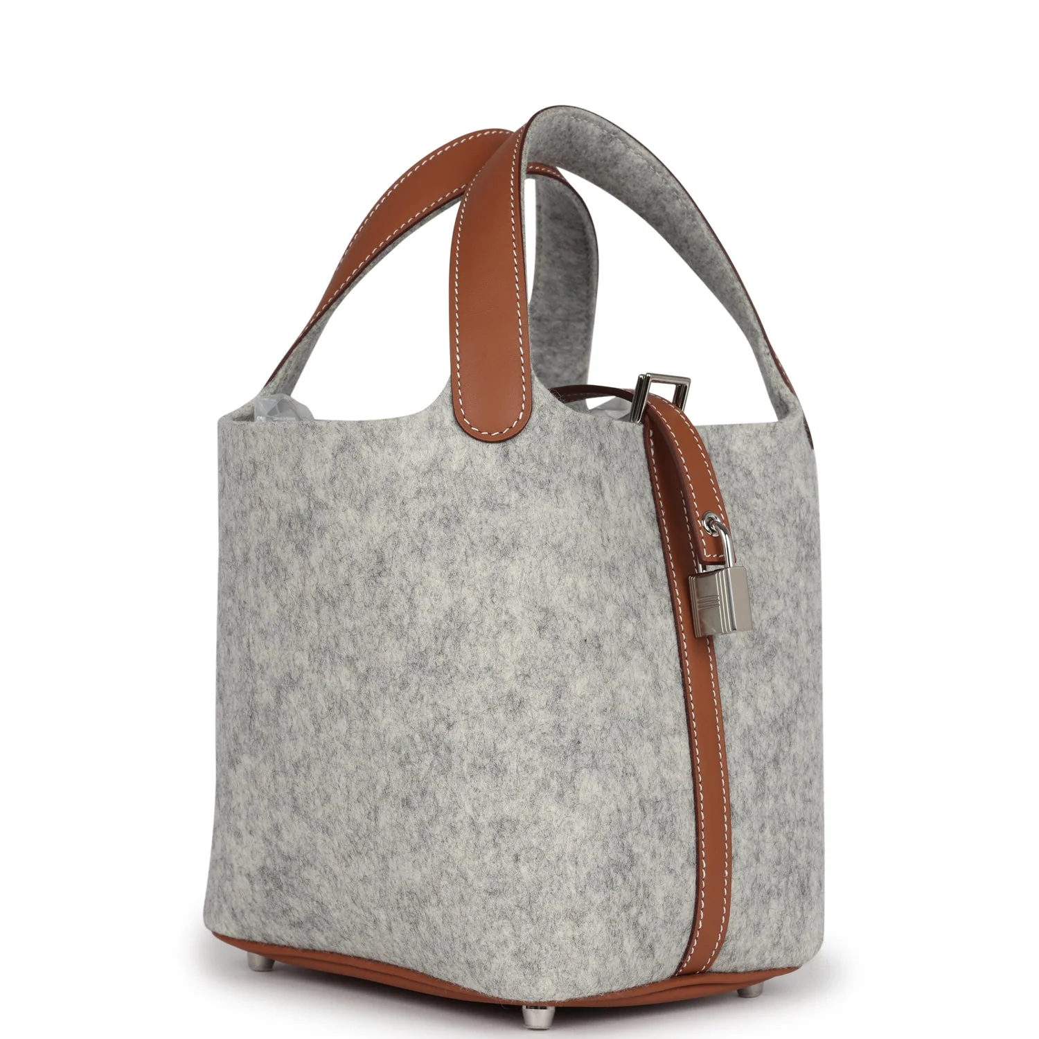 Replicate Hermes Picotin Lock 18 Gris Clair Feutre and Gold Swift Palladium Hardware(1:1 replica)