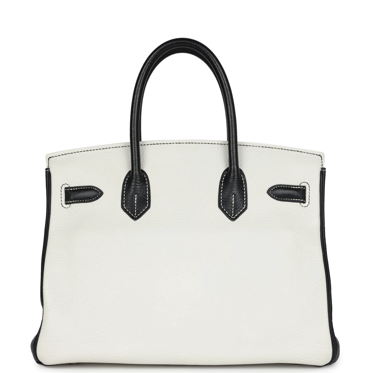 Replicate Hermes Special Order (HSS) Birkin 30 White and Black Clemence Palladium Hardware(1:1 replica)