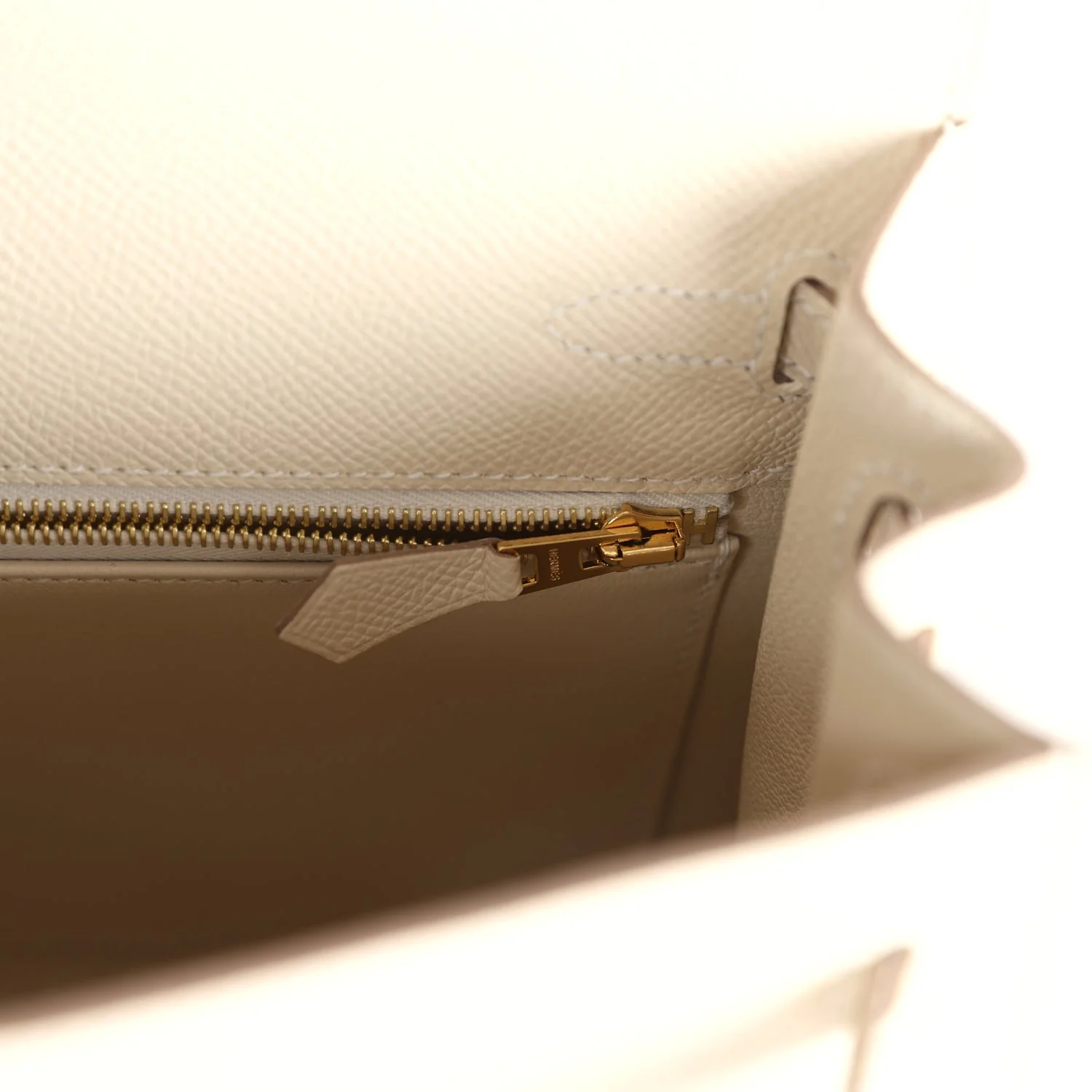Replicate Hermes Kelly Sellier 25 Craie Epsom Gold Hardware(1:1 replica)
