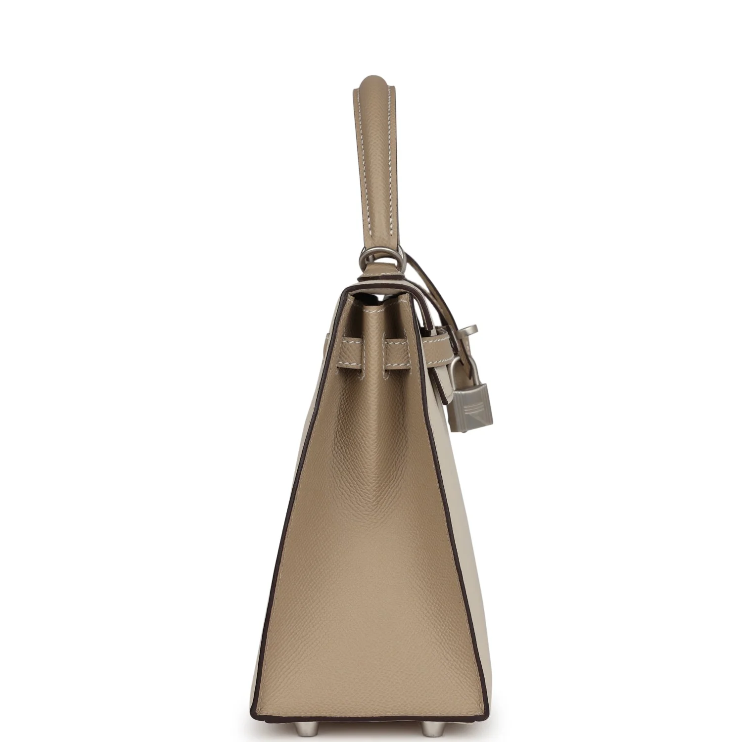 Replicate Hermes Special Order (HSS) Kelly Sellier 25 Craie and Trench Epsom Brushed Palladium Hardware(1:1 replica)