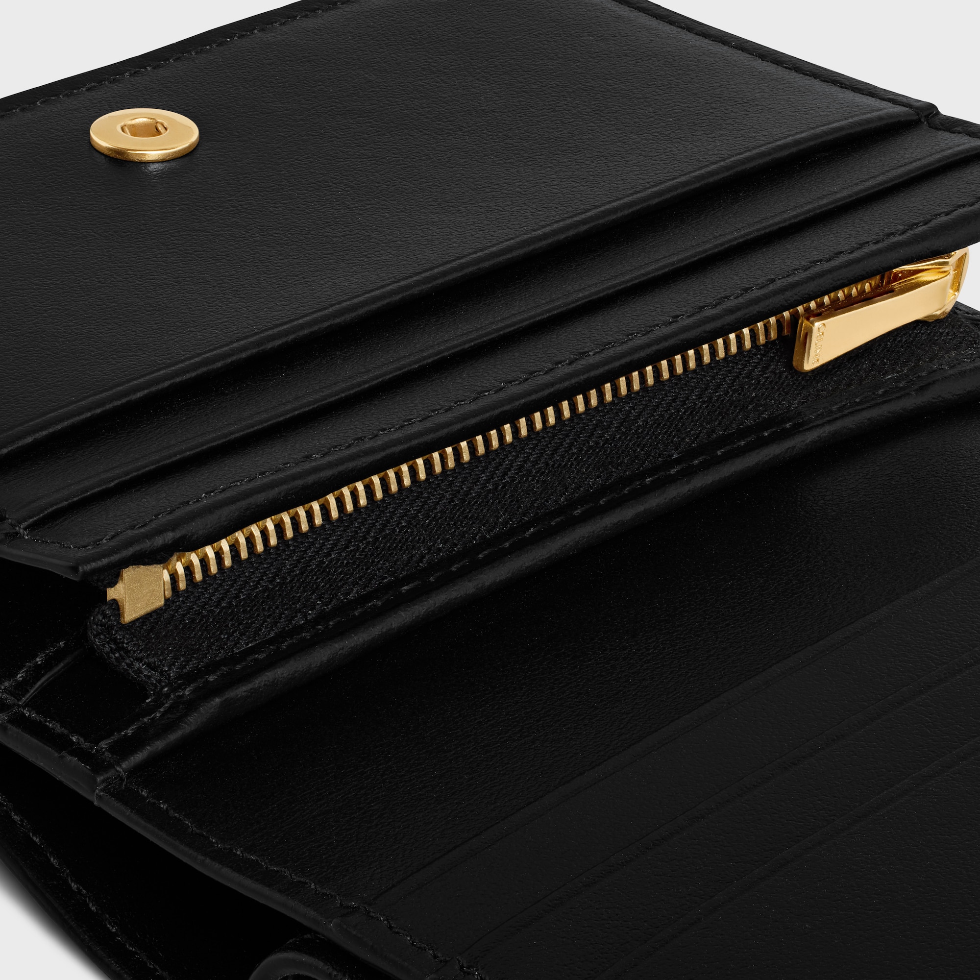 Replicate TRIOMPHE COMPACT WALLET IN SHINY CALFSKIN BLACK(1:1 replica)