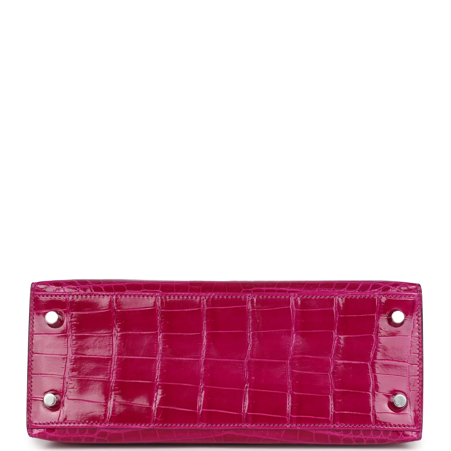 Replicate Hermes Kelly Sellier 25 Rose Pourpre Shiny Niloticus Crocodile Palladium Hardware(1:1 replica)